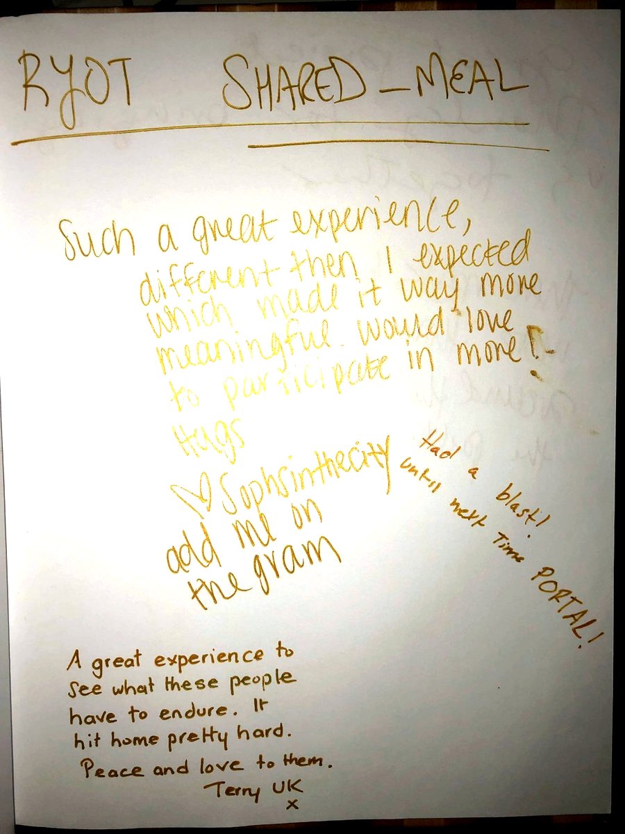A handwritten page from the Los Angeles · RYOT gold book