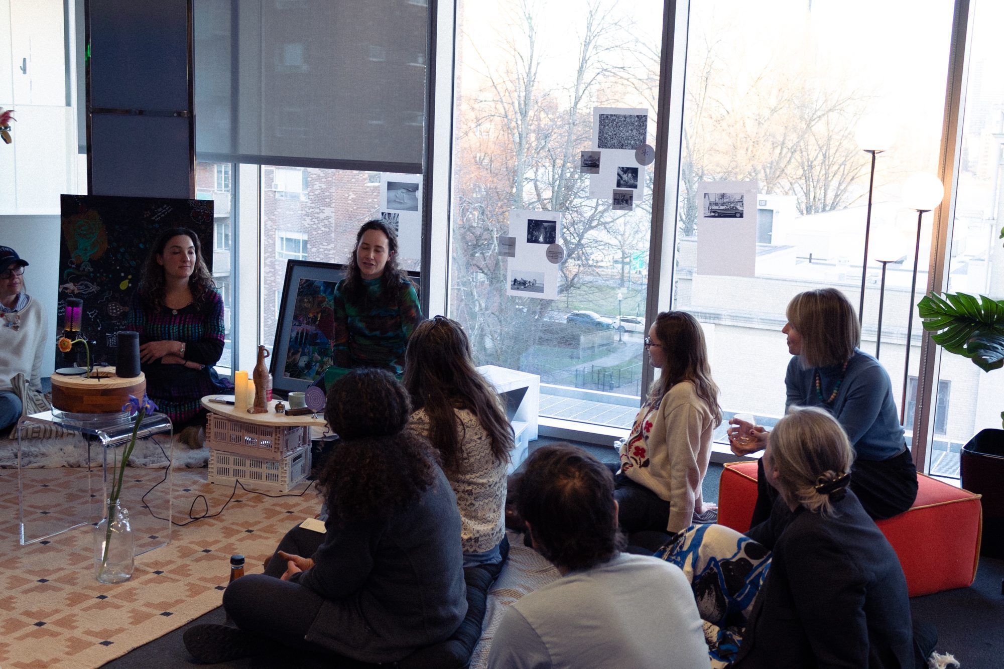 A New Social Forms salon in session — participants seated in a circle
